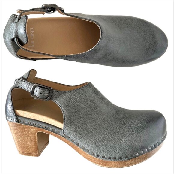 NEW DANSKO SASSY CLOGS GREY SLATE MILLED BURNISHED LEATHER SHOES WOMENS 40 9 9.5 - Picture 8 of 13